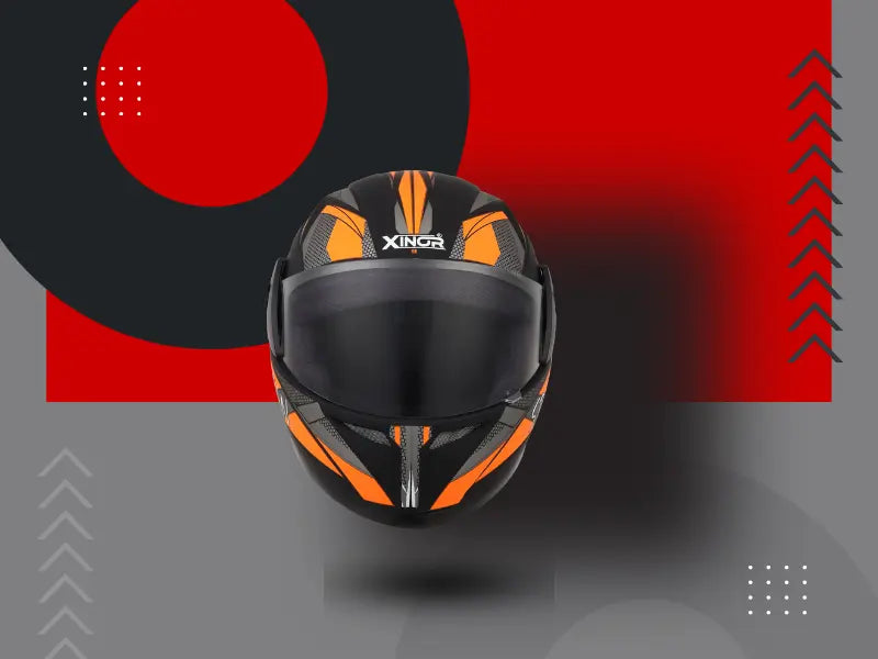 Xinor Full Face Helmet Motorcycle Riding ISI Certified - Medium (Orange Decor 1) Xinor HelmetXinor Helmet ISI Certified By Xinor