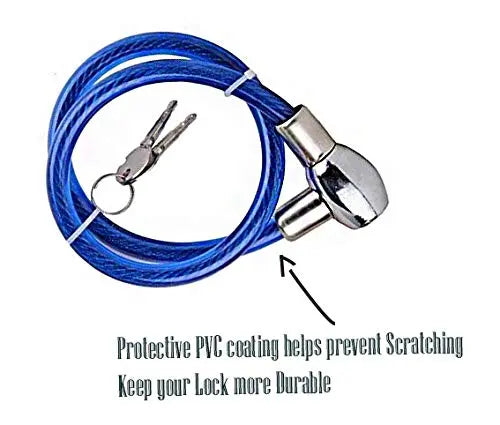 Durable Key Cable Lock for Versatile Security – Ideal for Helmets, Luggage, Cylinders & More (Blue) Xinor HelmetXinor Helmet ISI Certified By Xinor