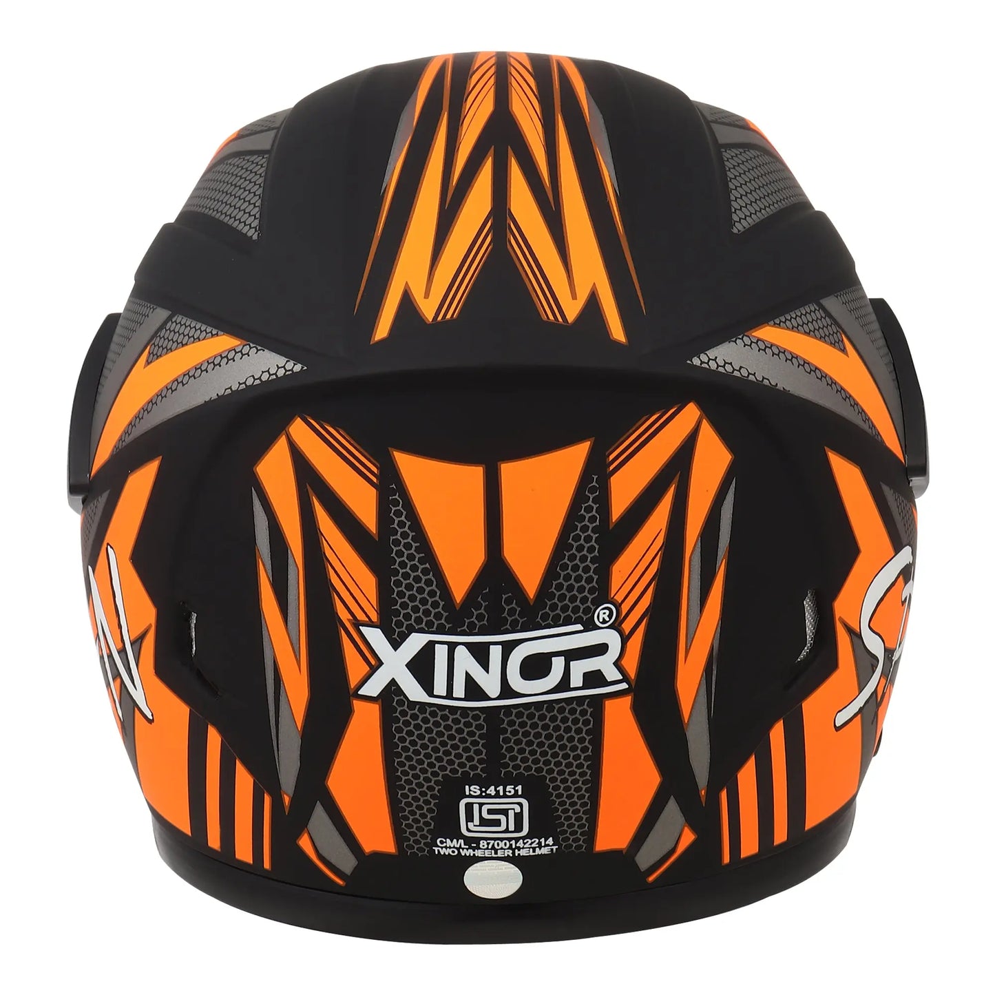 Xinor Full Face Helmet Motorcycle Riding ISI Certified - Medium (Orange Decor 1) Xinor HelmetXinor Helmet ISI Certified By Xinor