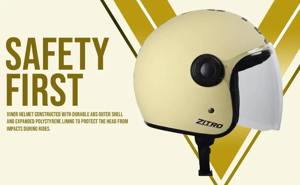 Open face Helmet for Motorcycle ISI certified Helmet with Long Visor for Men & Women -Medium (MT Strom) Xinor HelmetXinor Helmet ISI Certified By Xinor