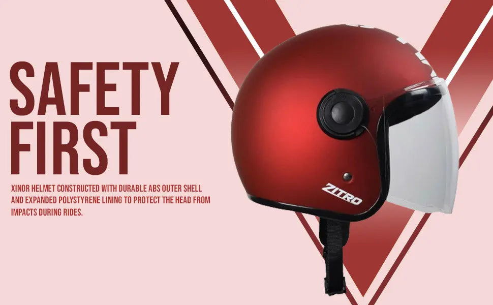 Open face Helmet for Motorcycle ISI certified Helmet with Long Visor for Men & Women -Medium (MT Red) Xinor HelmetXinor Helmet ISI Certified By Xinor