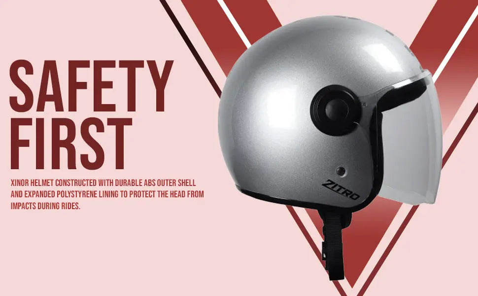 Open face Helmet for Motorcycle ISI certified Helmet with Long Visor for Men & Women -Medium (Silver) Xinor HelmetXinor Helmet ISI Certified By Xinor