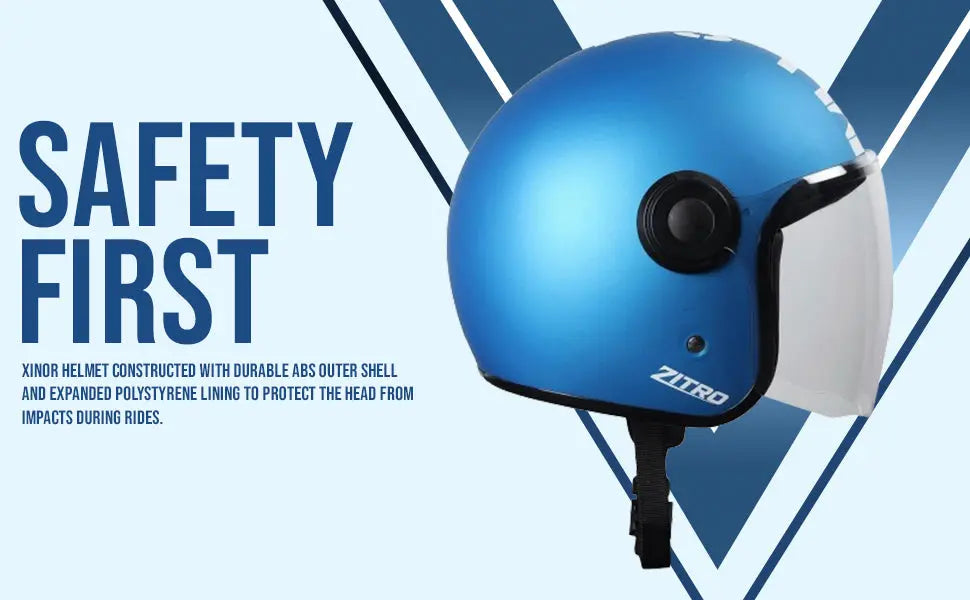 Open face Helmet for Motorcycle ISI certified Helmet with Long Visor for Men & Women -Medium (MT Blue) Xinor HelmetXinor Helmet ISI Certified By Xinor