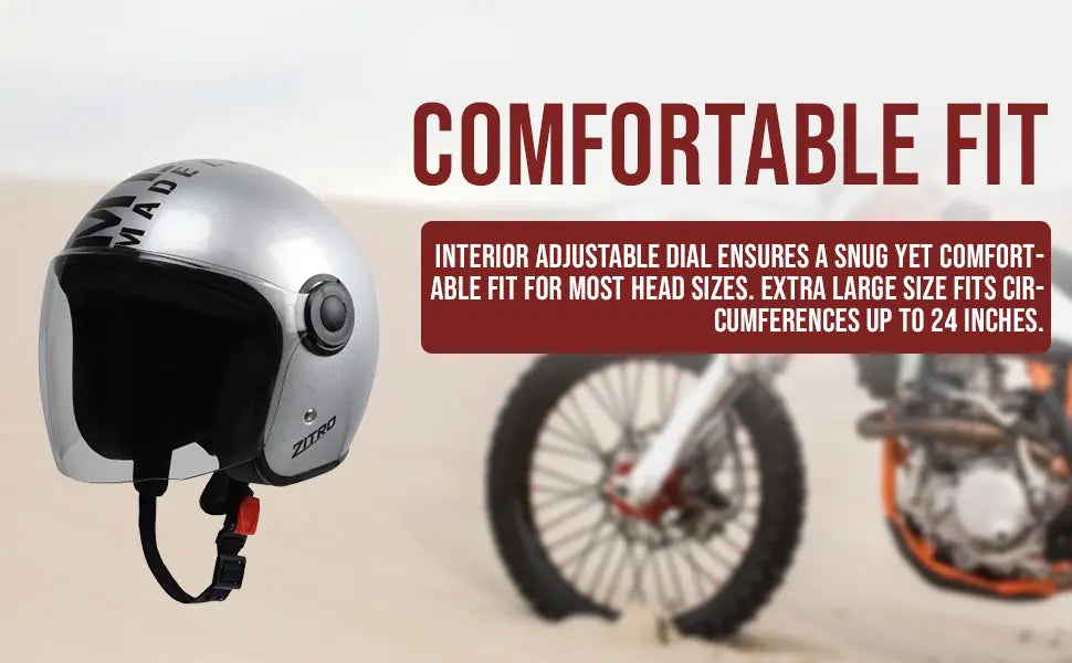 Open face Helmet for Motorcycle ISI certified Helmet with Long Visor for Men & Women -Medium (Silver) Xinor HelmetXinor Helmet ISI Certified By Xinor