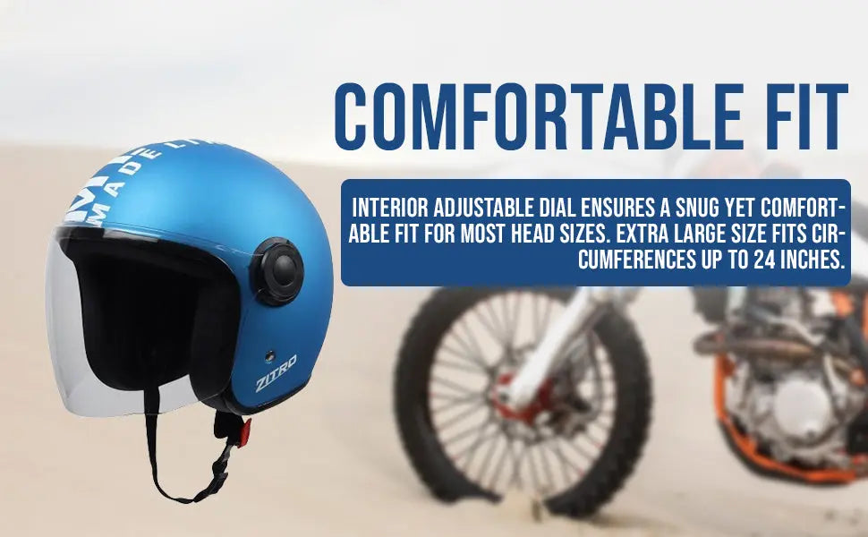Open face Helmet for Motorcycle ISI certified Helmet with Long Visor for Men & Women -Medium (MT Blue) Xinor HelmetXinor Helmet ISI Certified By Xinor