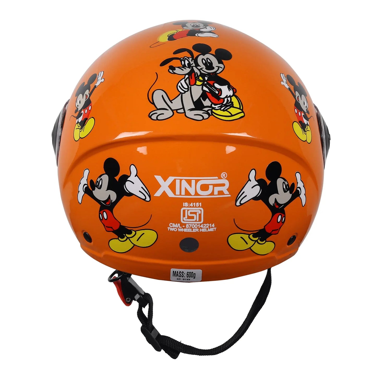 Kids Motorcycling Helmet ISI Certified Ages 6-14 Years Mickey Mouse Design - Xs (Orange) XinorXinor Helmet ISI Certified By Xinor