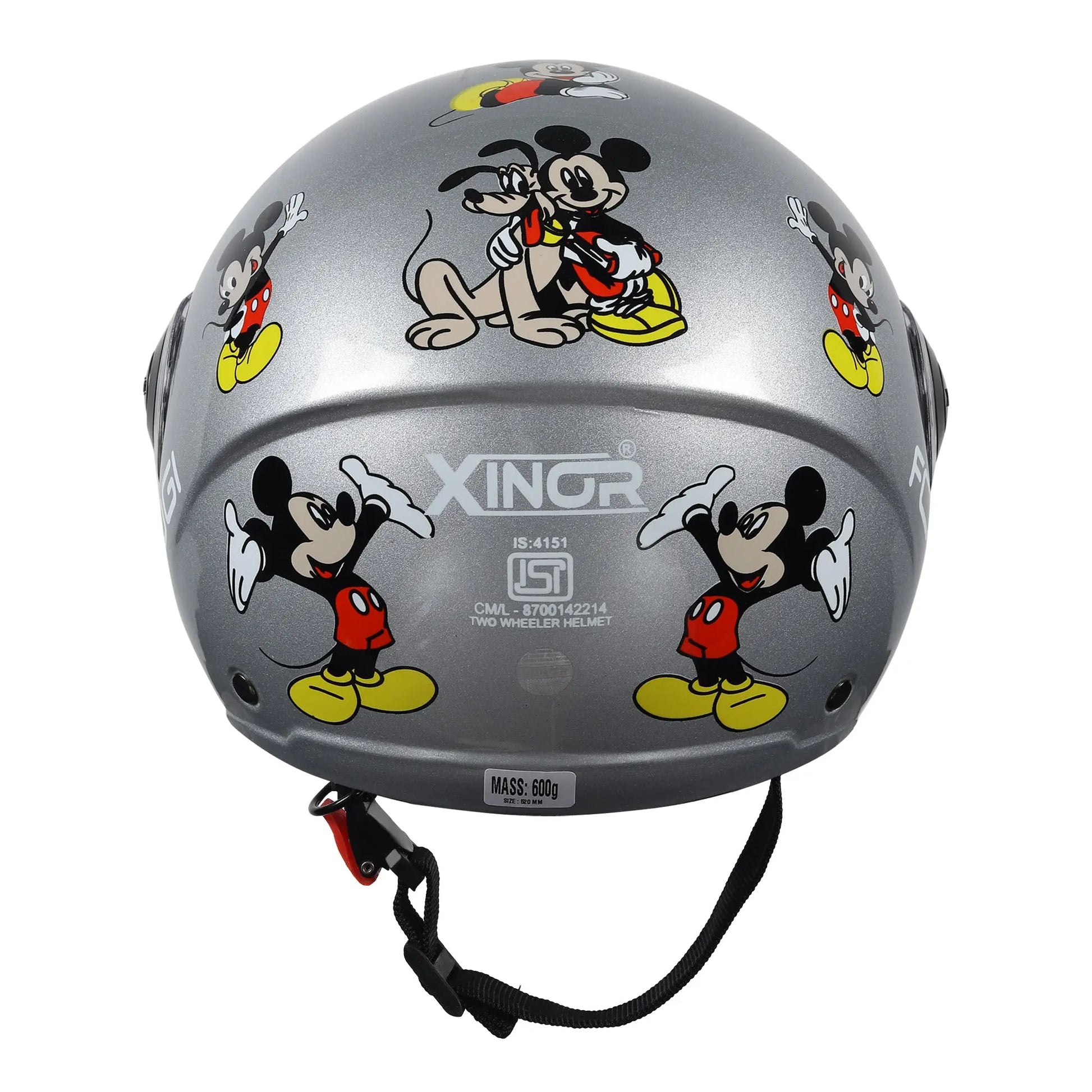 Kids Motorcycling Helmet ISI Certified Ages 6-14 Years Mickey Mouse Design - Xs (Silver) - Xinor Helmet