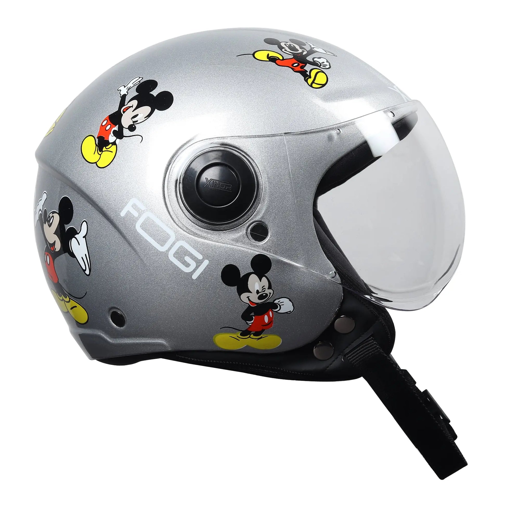 Kids Motorcycling Helmet ISI Certified Ages 6-14 Years Mickey Mouse Design - Xs (Silver) - Xinor Helmet