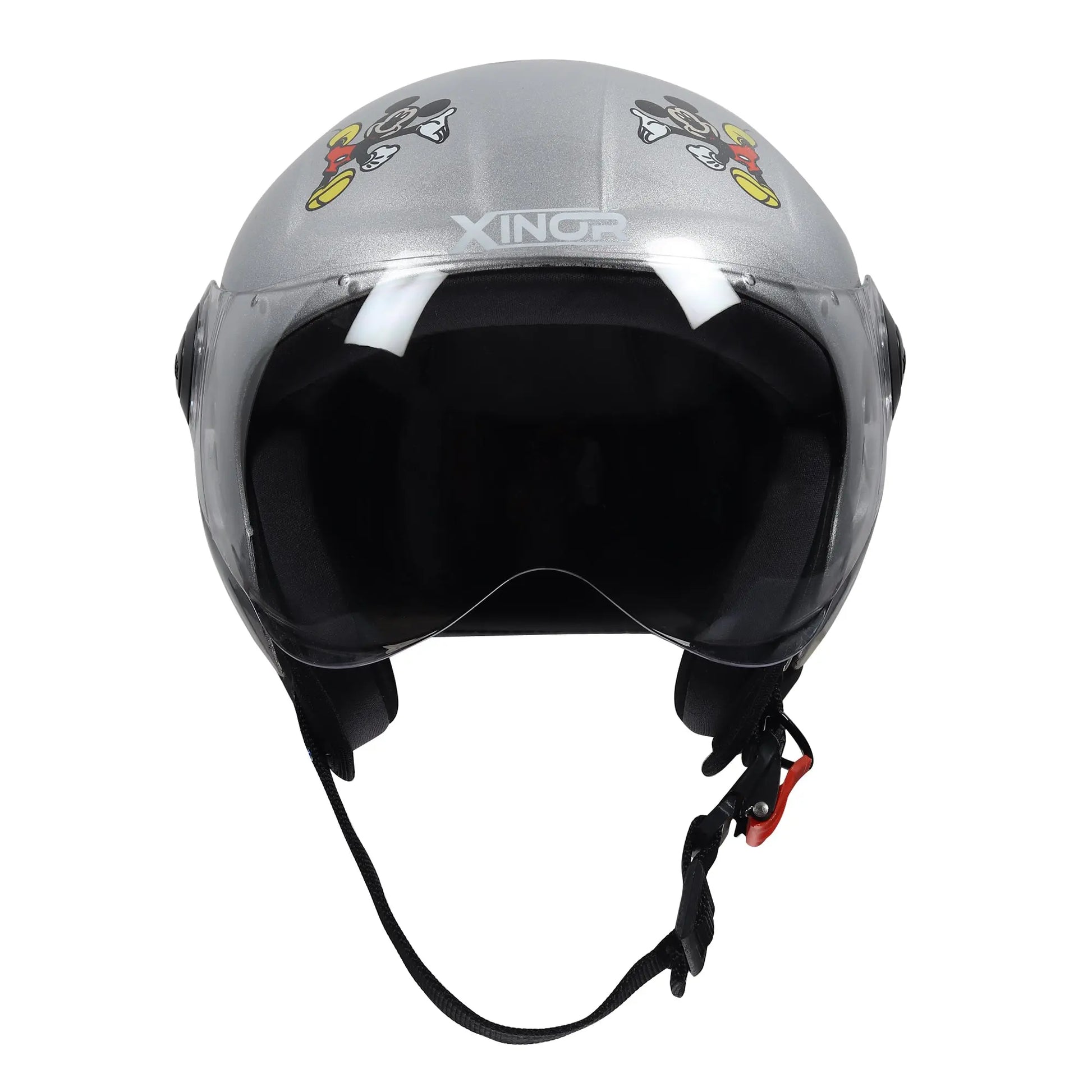 Kids Motorcycling Helmet ISI Certified Ages 6-14 Years Mickey Mouse Design - Xs (Silver) - Xinor Helmet