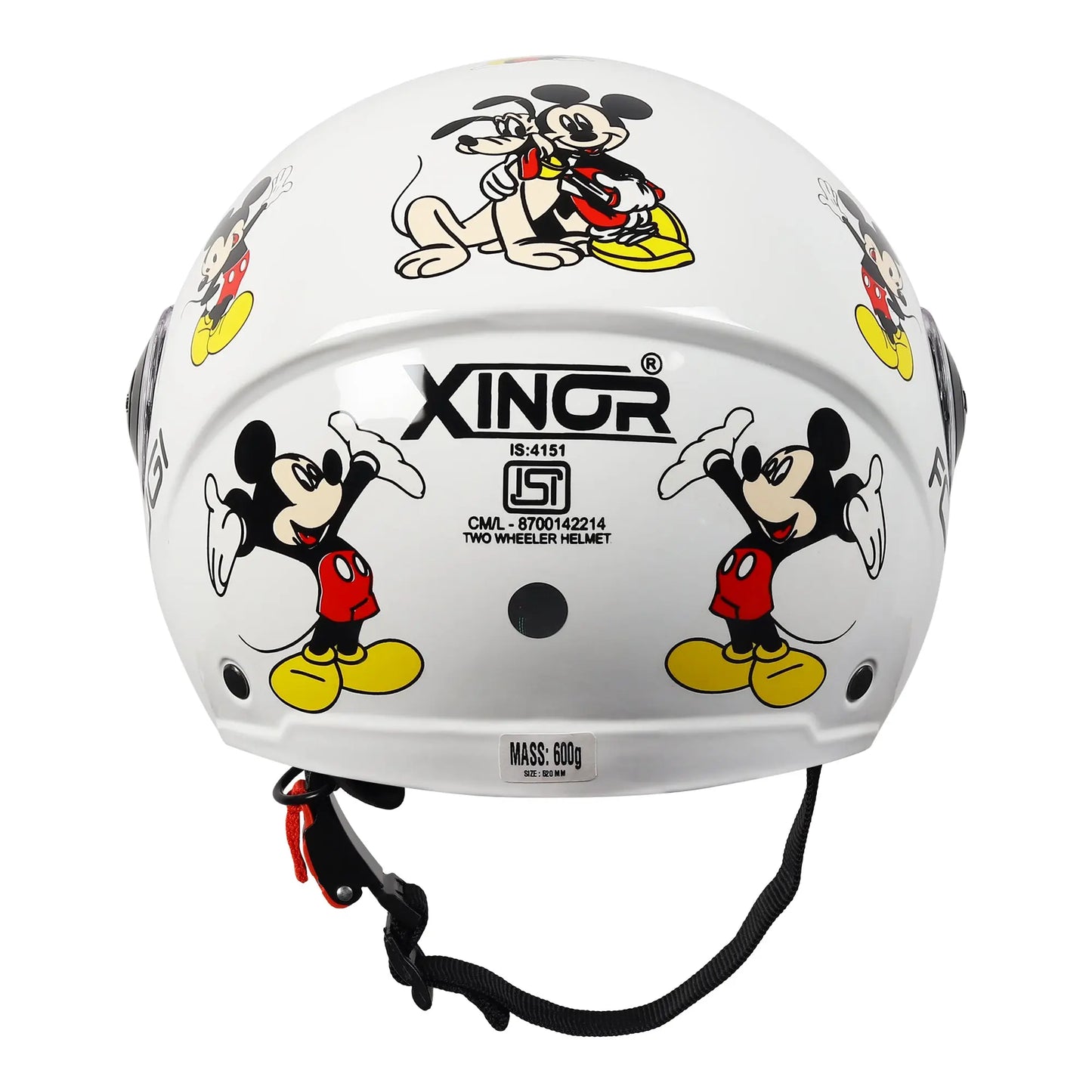 Kids Motorcycling Helmet ISI Certified Ages 6-14 Years Mickey Mouse Design - Xs (White) Xinor HelmetXinor Helmet ISI Certified By Xinor