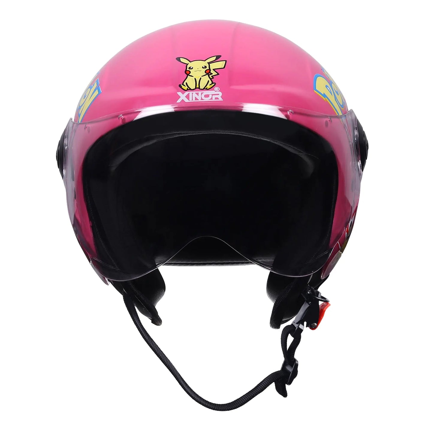 Xinor Kids' Open-Face Motorcycle Helmet – Pokémon Sticker Design (ISI Certified) - Pink Xinor HelmetXinor Helmet ISI Certified By Xinor