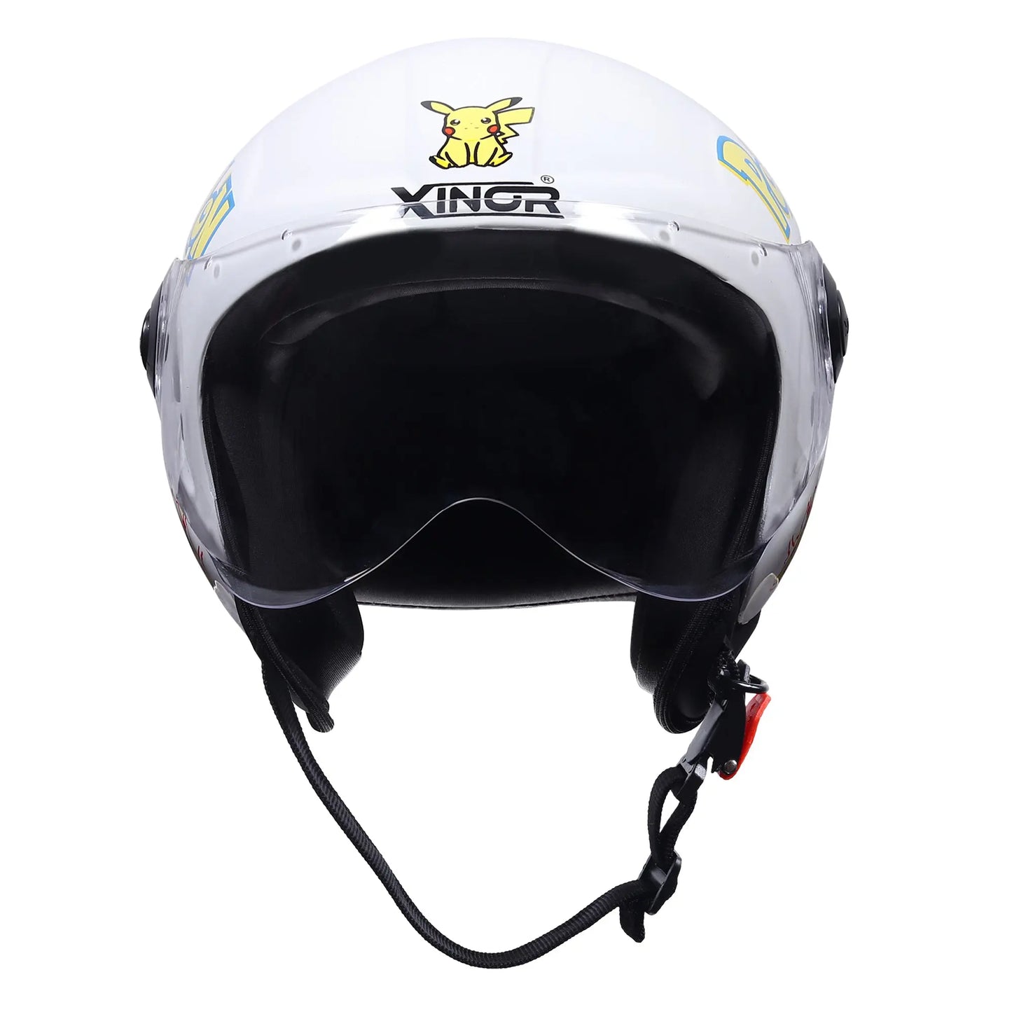 Xinor Kids' Open-Face Motorcycle Helmet – Pokémon Sticker Design (ISI Certified) - White Xinor HelmetXinor Helmet ISI Certified By Xinor