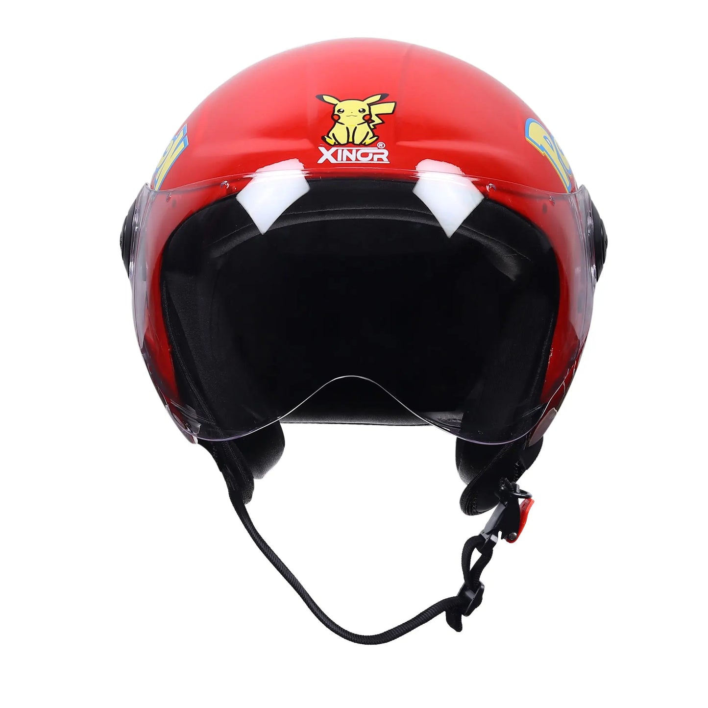 Xinor Kids' Open-Face Motorcycle Helmet – Pokémon Sticker Design (ISI Certified) - Red Xinor HelmetXinor Helmet ISI Certified By Xinor