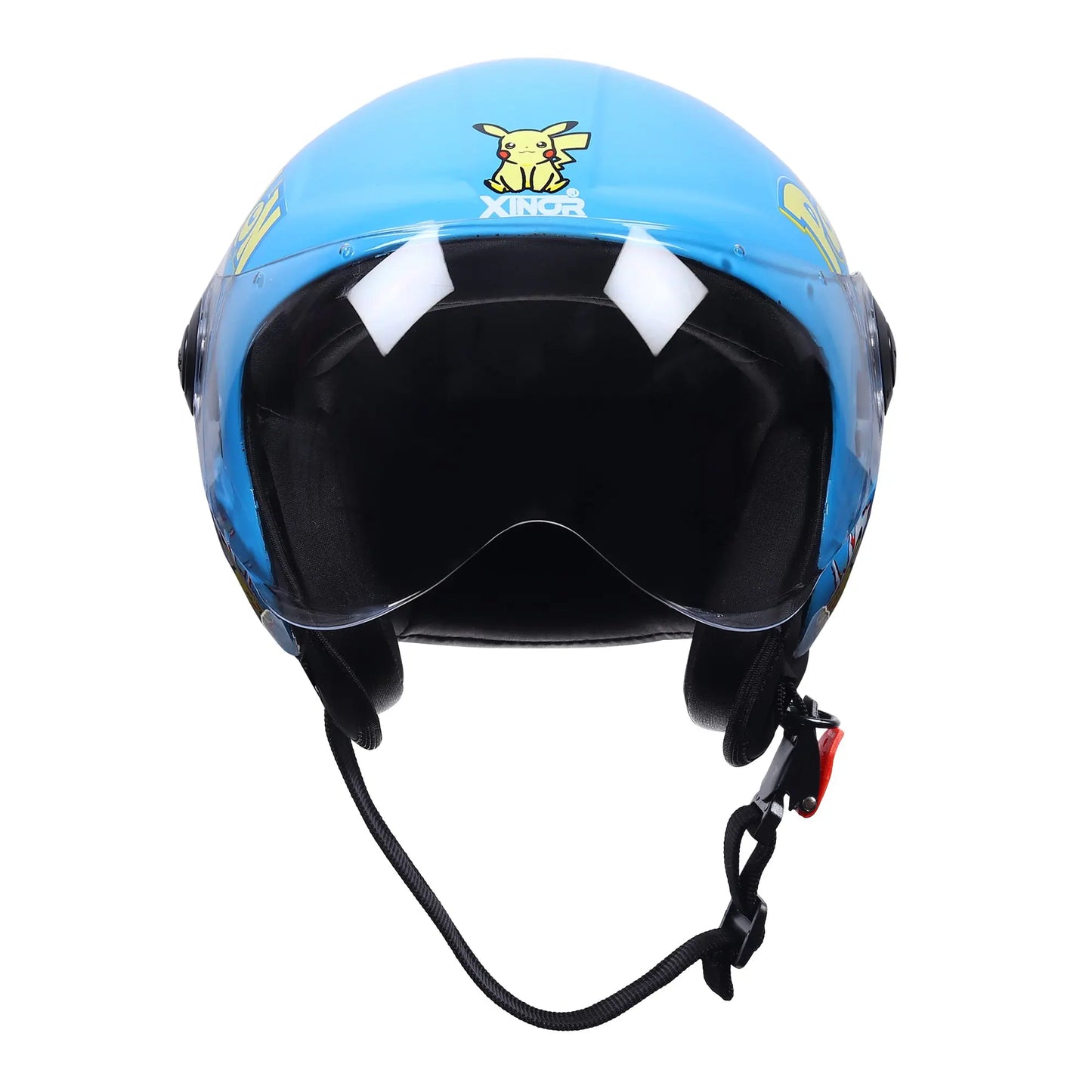 Xinor Kids' Open-Face Motorcycle Helmet – Pokémon Sticker Design (ISI Certified) - Blue Xinor HelmetXinor Helmet ISI Certified By Xinor