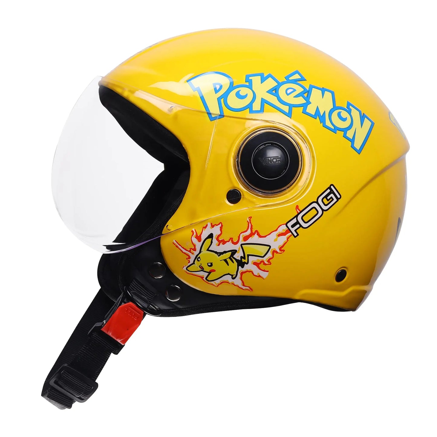 Xinor Kids' Open-Face Motorcycle Helmet – Pokémon Sticker Design (ISI Certified) - Yellow Xinor HelmetXinor Helmet ISI Certified By Xinor