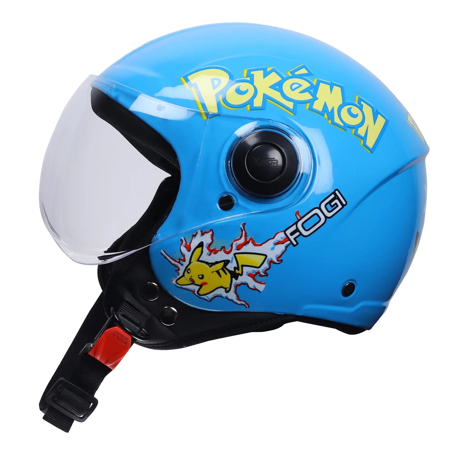 Xinor Kids' Open-Face Motorcycle Helmet – Pokémon Sticker Design (ISI Certified) - Blue Xinor HelmetXinor Helmet ISI Certified By Xinor