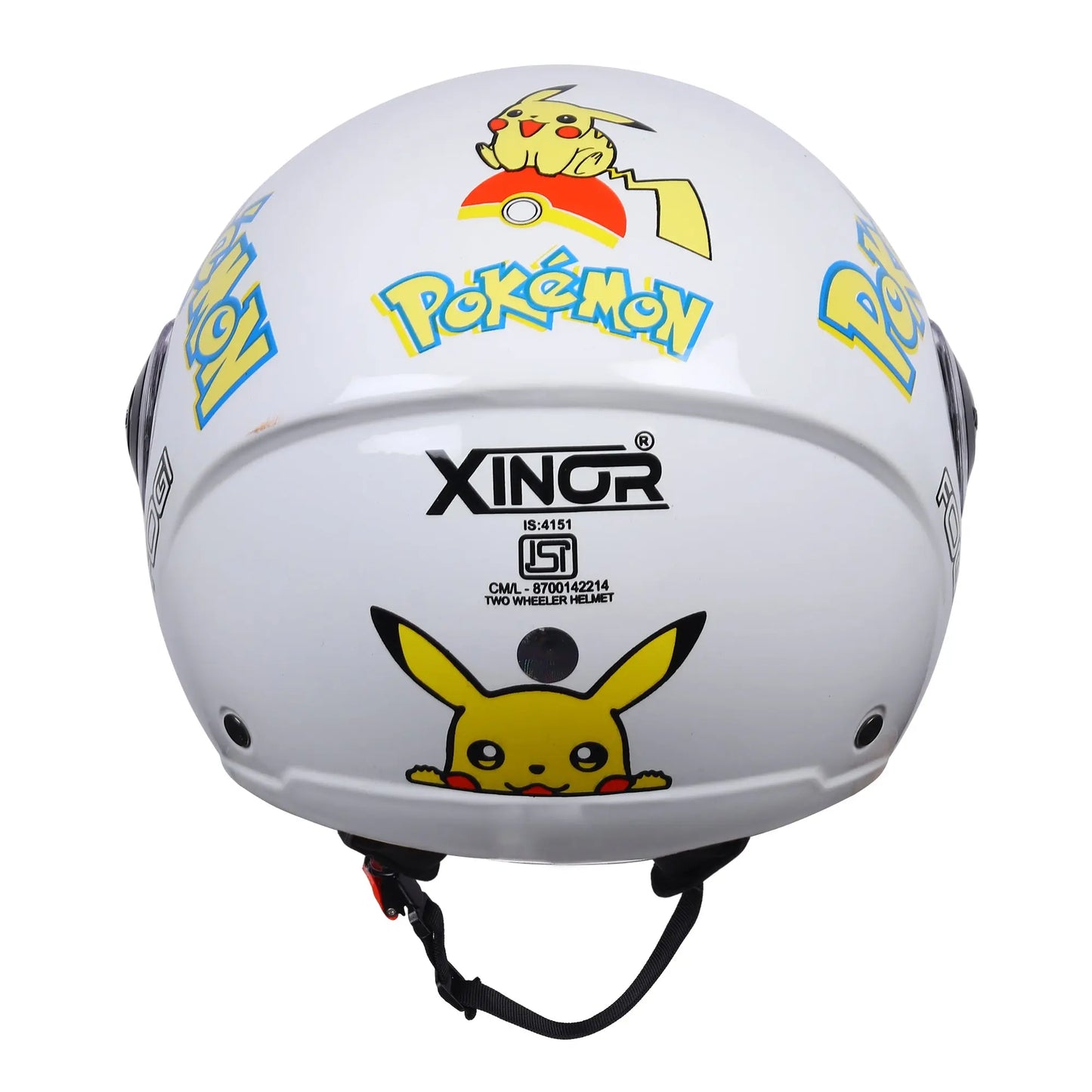 Xinor Kids' Open-Face Motorcycle Helmet – Pokémon Sticker Design (ISI Certified) - White Xinor HelmetXinor Helmet ISI Certified By Xinor