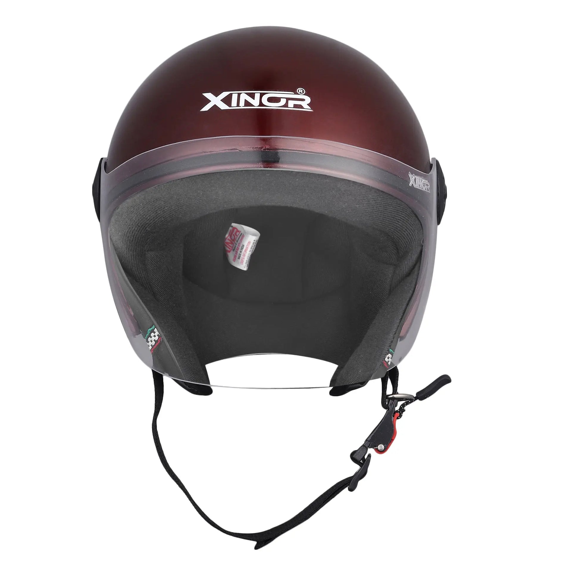 Open Face Motorcycle Helmet ISI Certified for Men & Women - Medium (Wine Red) - Xinor Helmet