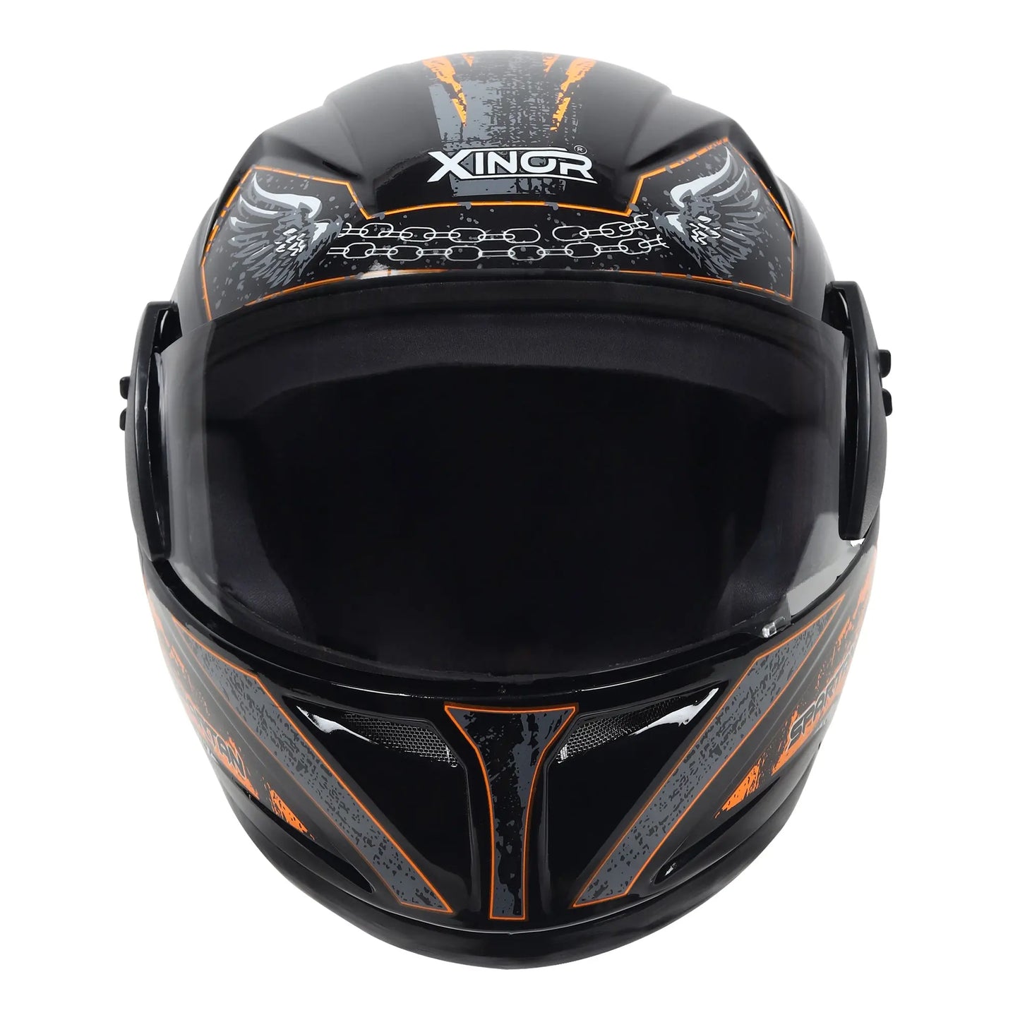 Xinor Full Face Helmet Motorcycle Riding ISI Certified - Medium (Orange Decor 2) - Xinor Helmet