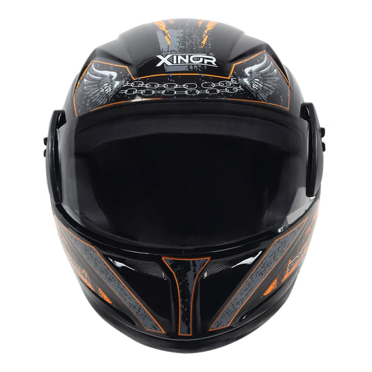 Xinor Full Face Helmet Motorcycle Riding ISI Certified - Medium (Orange Decor 2) - Xinor Helmet