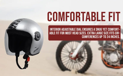 Open face Helmet for Motorcycle ISI certified Helmet with Long Visor for Men & Women -Medium (Silver) Xinor HelmetXinor Helmet ISI Certified By Xinor