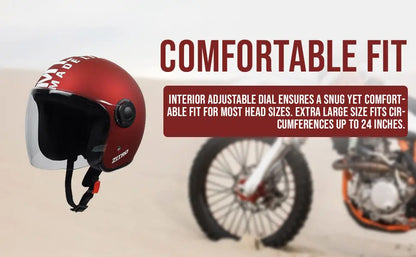 Open face Helmet for Motorcycle ISI certified Helmet with Long Visor for Men & Women -Medium (MT Red) Xinor HelmetXinor Helmet ISI Certified By Xinor