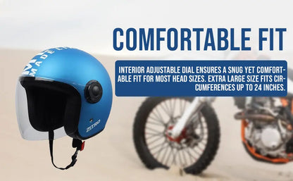 Open face Helmet for Motorcycle ISI certified Helmet with Long Visor for Men & Women -Medium (MT Blue) Xinor HelmetXinor Helmet ISI Certified By Xinor