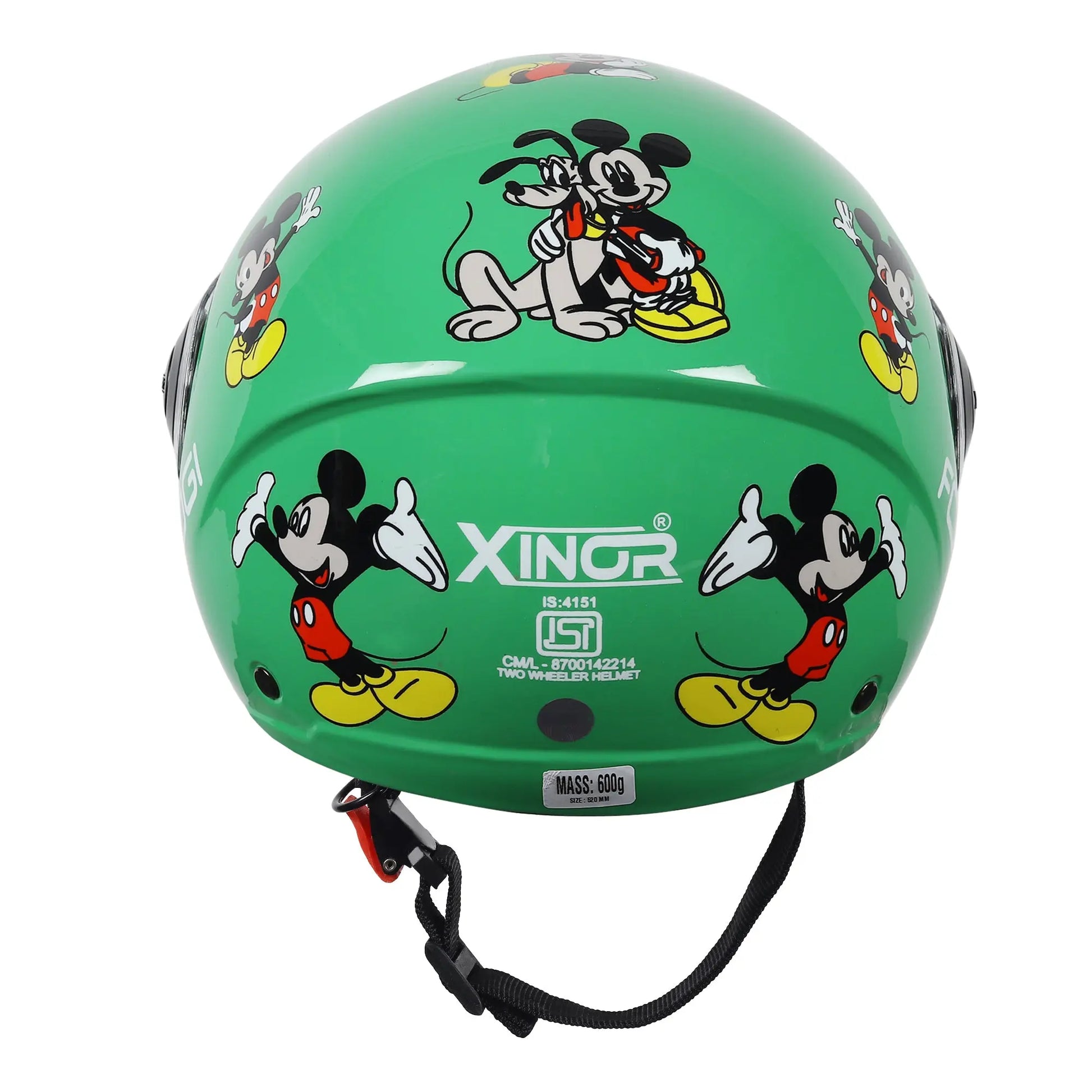 Kids Motorcycling Helmet ISI Certified Ages 6-14 Years Mickey Mouse Design - Xs (Green) XinorXinor Helmet ISI Certified By Xinor