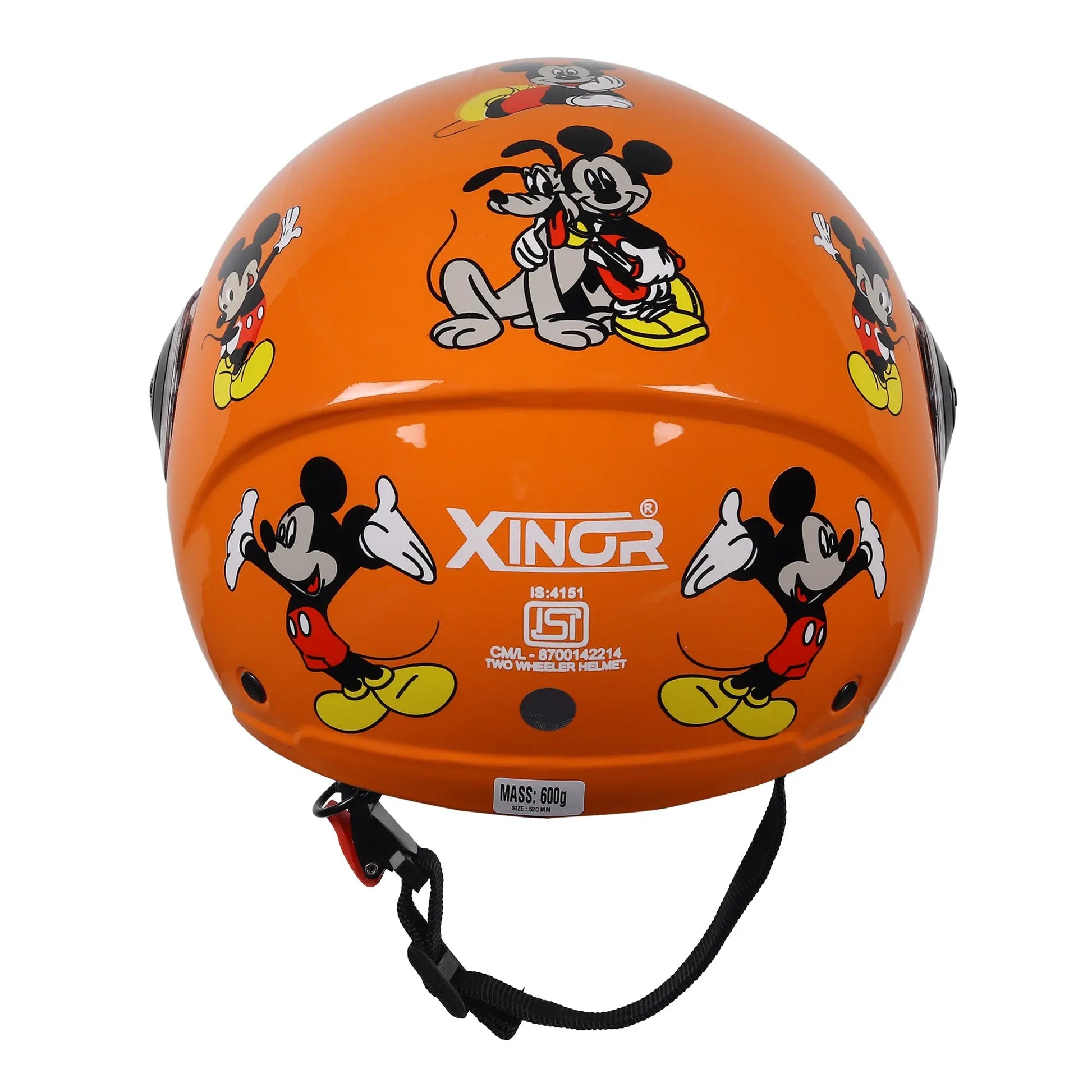 Kids Motorcycling Helmet ISI Certified Ages 6-14 Years Mickey Mouse Design - Xs (Orange) XinorXinor Helmet ISI Certified By Xinor