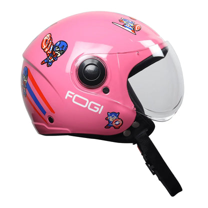 Kids' Open-Face Helmet by Xinor with Captain America Sticker – ISI Certified (Pink) Xinor HelmetXinor Helmet ISI Certified By Xinor