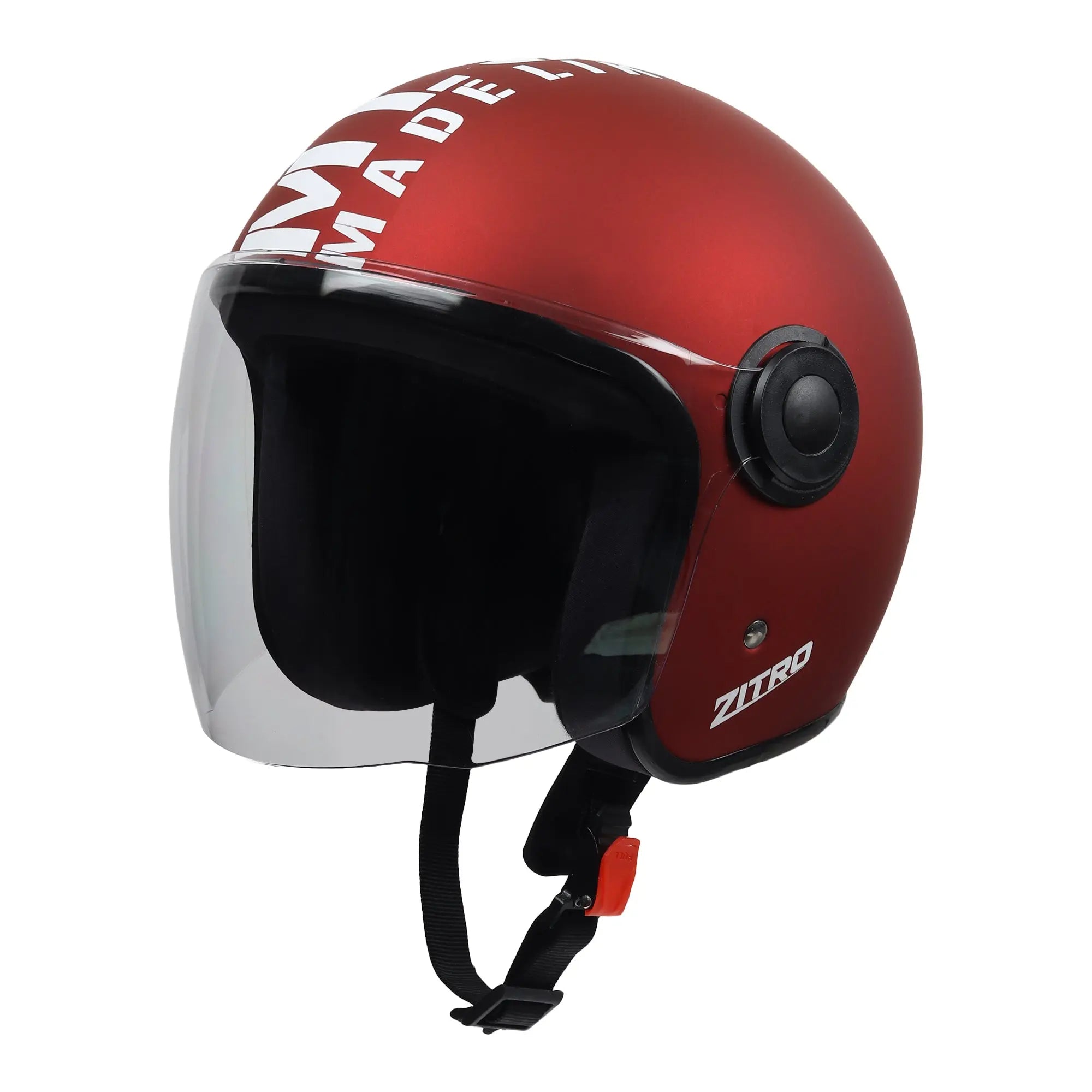 Open face Helmet for Motorcycle ISI certified Helmet with Long Visor for Men & Women -Medium (MT Red) - Xinor Helmet