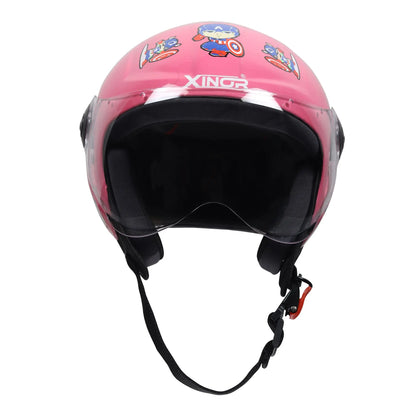 Kids' Open-Face Helmet by Xinor with Captain America Sticker – ISI Certified (Pink) Xinor HelmetXinor Helmet ISI Certified By Xinor