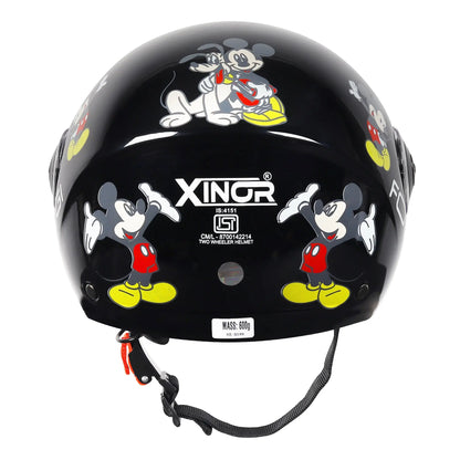 Kids Motorcycling Helmet ISI Certified Ages 6-14 Years Mickey Mouse Design - Xs (Black) XinorXinor Helmet ISI Certified By Xinor