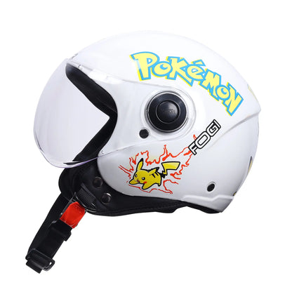Xinor Kids' Open-Face Motorcycle Helmet – Pokémon Sticker Design (ISI Certified) - White Xinor HelmetXinor Helmet ISI Certified By Xinor