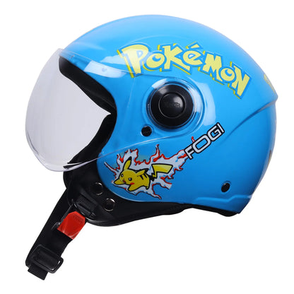 Xinor Kids' Open-Face Motorcycle Helmet – Pokémon Sticker Design (ISI Certified) - Blue Xinor HelmetXinor Helmet ISI Certified By Xinor