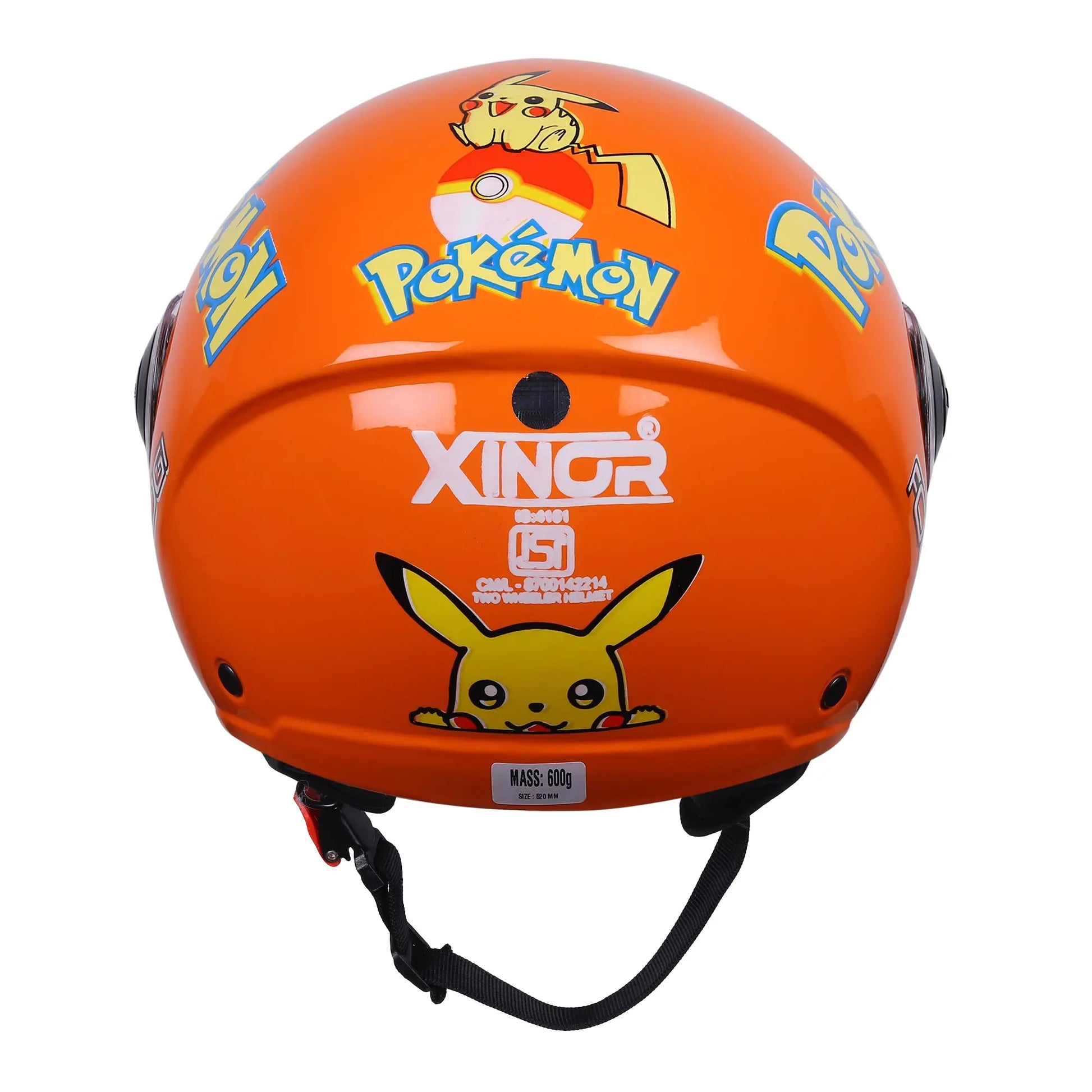 Xinor Kids' Open-Face Motorcycle Helmet – Pokémon Sticker Design (ISI Certified) - Orange Xinor HelmetXinor Helmet ISI Certified By Xinor