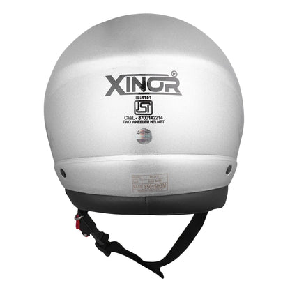 Open Face Motorcycle Helmet ISI Certified for Men & Women - Medium (Silver) My StoreXinor Helmet ISI Certified By Xinor