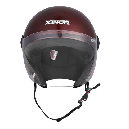 Open Face Motorcycle Helmet ISI Certified for Men & Women - Medium (Wine Red) My StoreXinor Helmet ISI Certified By Xinor