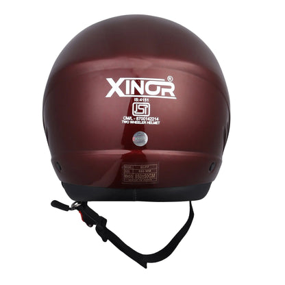 Open Face Motorcycle Helmet ISI Certified for Men & Women - Medium (Wine Red) My StoreXinor Helmet ISI Certified By Xinor