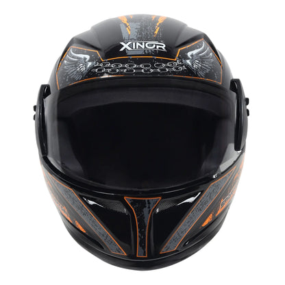 Xinor Full Face Helmet Motorcycle Riding ISI Certified - Medium (Orange Decor 2) - Xinor Helmet