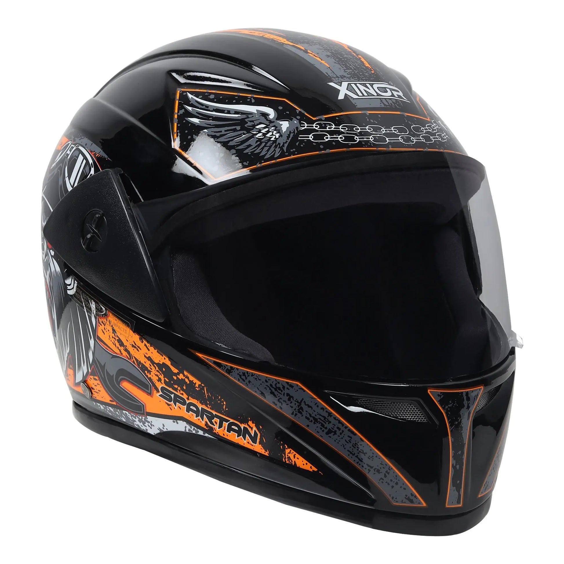 Xinor Full Face Helmet Motorcycle Riding ISI Certified - Medium (Orange Decor 2) Xinor HelmetXinor Helmet ISI Certified By Xinor